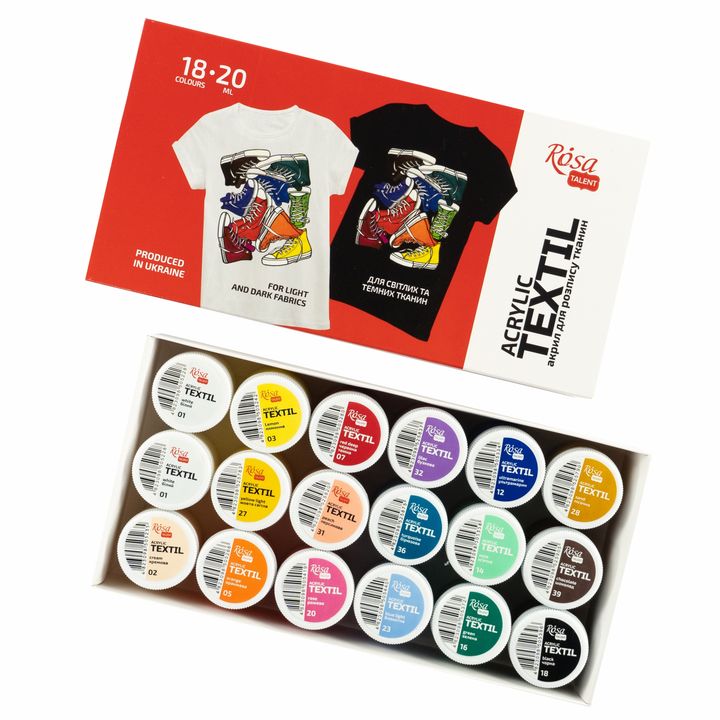 Zestaw akrylowych farb do tkanin STYLE ROSA TALENT | Artmie