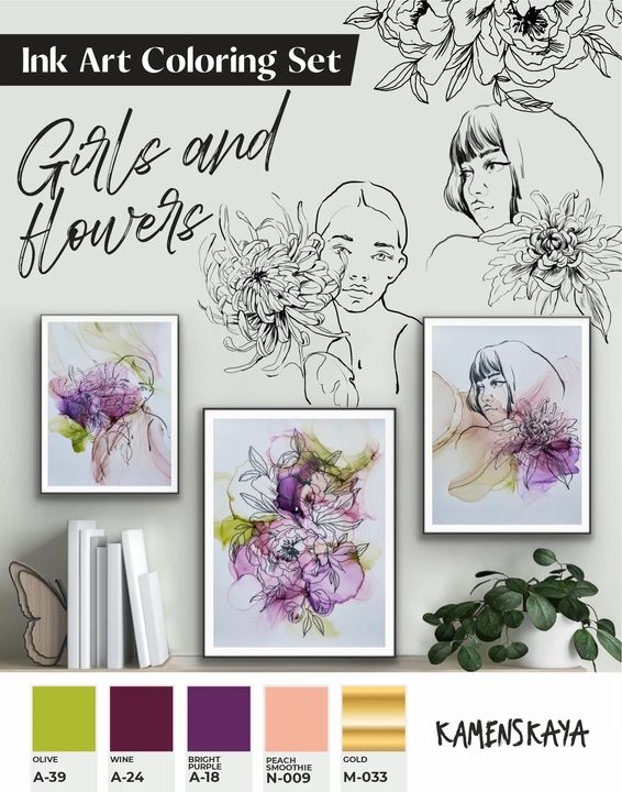 Zestaw atramentów KAMENSKAYA 'GIRLS AND FLOWERS' | Artmie