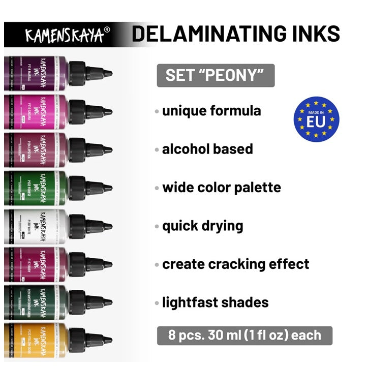 Zestaw atramentów KAMENSKAYA "Peony" Delamination Ink Set | Artmie