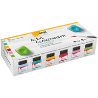 Zestaw błyszczących farb akrylowych  KREUL 6 x 20 ml + pędzel | Artmie