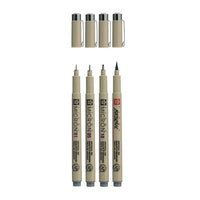 Zestaw długopisów technicznych Sakura Pigma Micron 3 fineliners a brush pen | ciemnoszare odcienie | Artmie