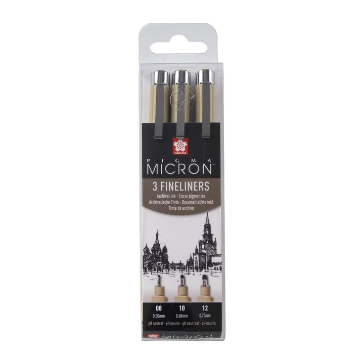 Zestaw długopisów technicznych SAKURA PIGMA MICRON zestaw BROAD 3 szt. | Artmie