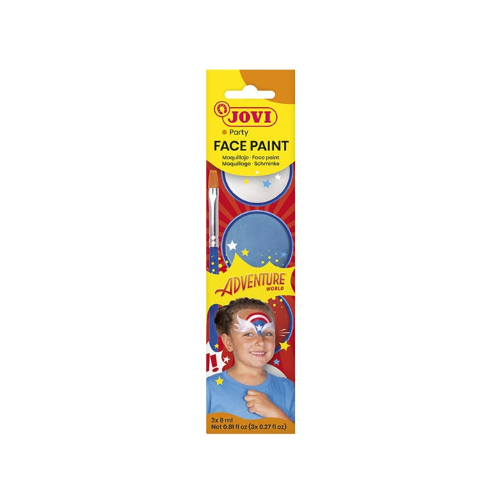 Zestaw do malowania twarzy Adventure z akcesoriami 3 x 8 ml | Artmie