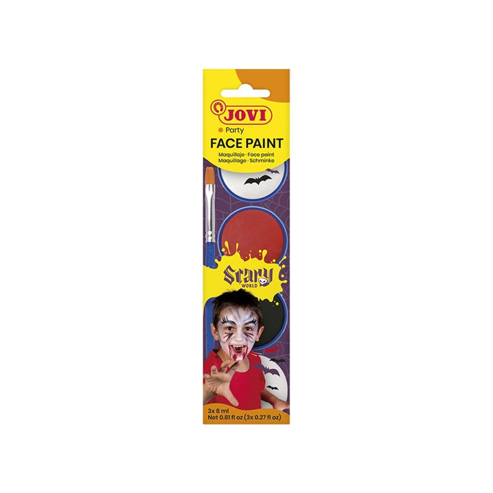 Zestaw do malowania twarzy Scary z akcesoriami 3 x 8 ml | Artmie