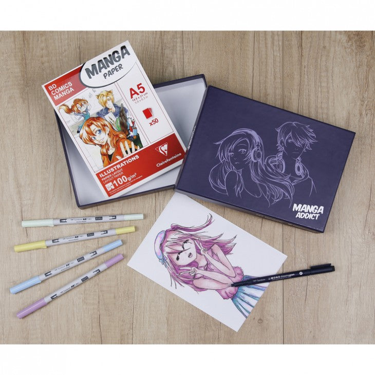 Zestaw do rysowania mangi CLAIREFONTAINE Manga Addict Tombow A5 - 50 arkuszy