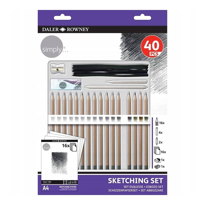 Daler Rowney Simply Zestaw do szkicowania 40 szt. | Artmie