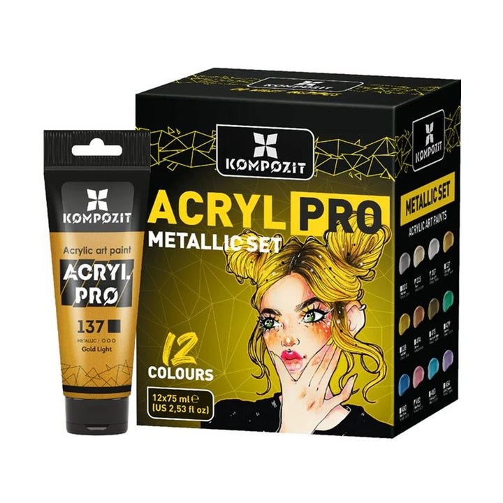 Zestaw farb akrylowych ACRYL PRO METALLIC | Artmie