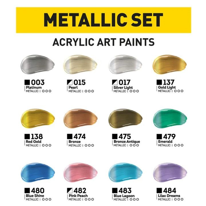 Zestaw farb akrylowych ACRYL PRO METALLIC | Artmie