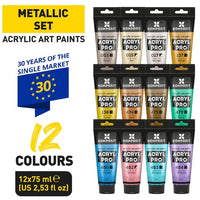 Zestaw farb akrylowych ACRYL PRO METALLIC | Artmie