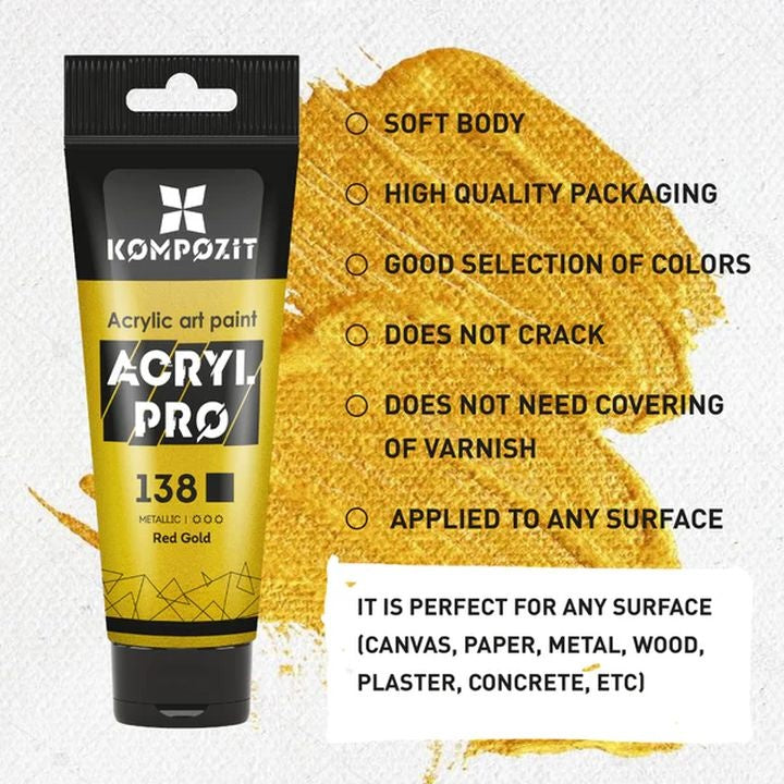 Zestaw farb akrylowych ACRYL PRO METALLIC | Artmie