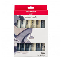 Zestaw farb akrylowych AMSTERDAM dream and create Grey 12 x 20 ml | Artmie