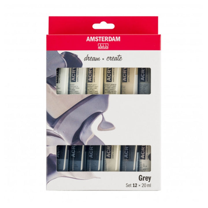 Zestaw farb akrylowych AMSTERDAM dream and create Grey 12 x 20 ml | Artmie