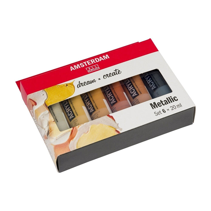 Zestaw farb akrylowych AMSTERDAM Dream and Create Metallic 6 x 20 ml | Artmie