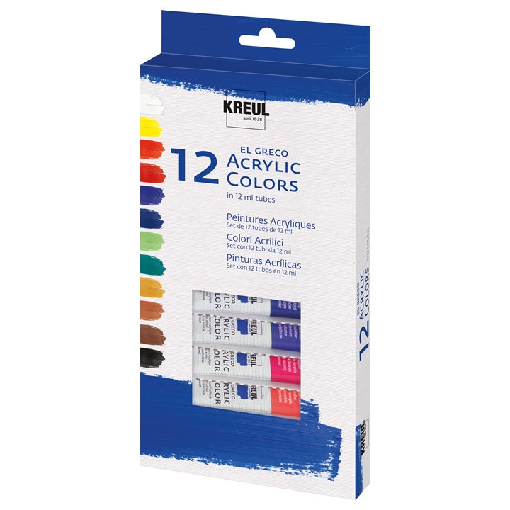 Zestaw farb akrylowych El Greco 12 szt x 12 ml | Artmie