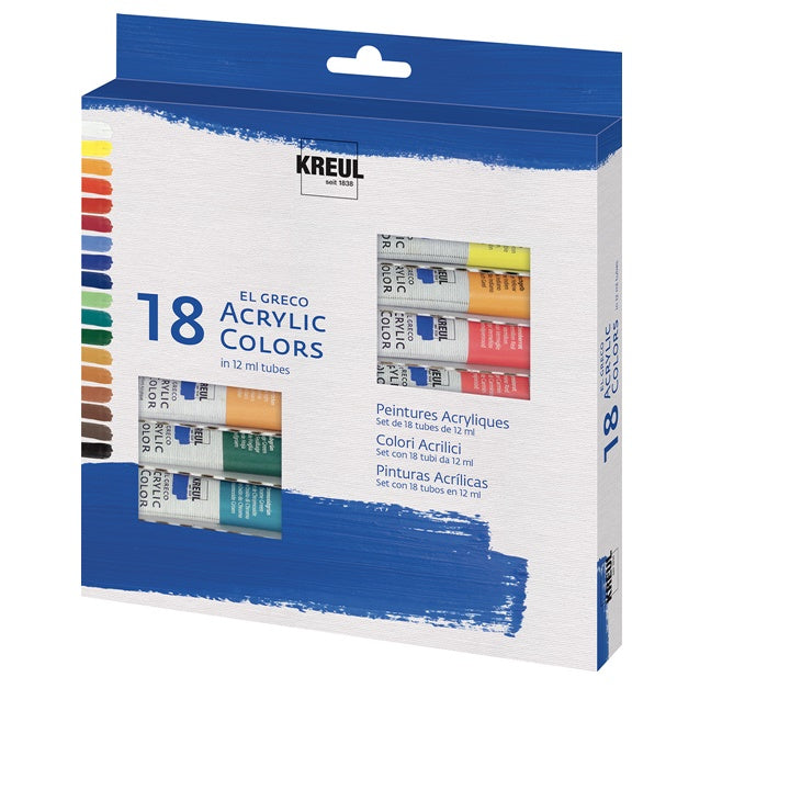 Zestaw farb akrylowych El Greco 18 szt x 12 ml | Artmie