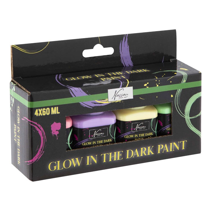 Zestaw farb akrylowych Glow in the Dark Nassau 4 x 60 ml | Artmie
