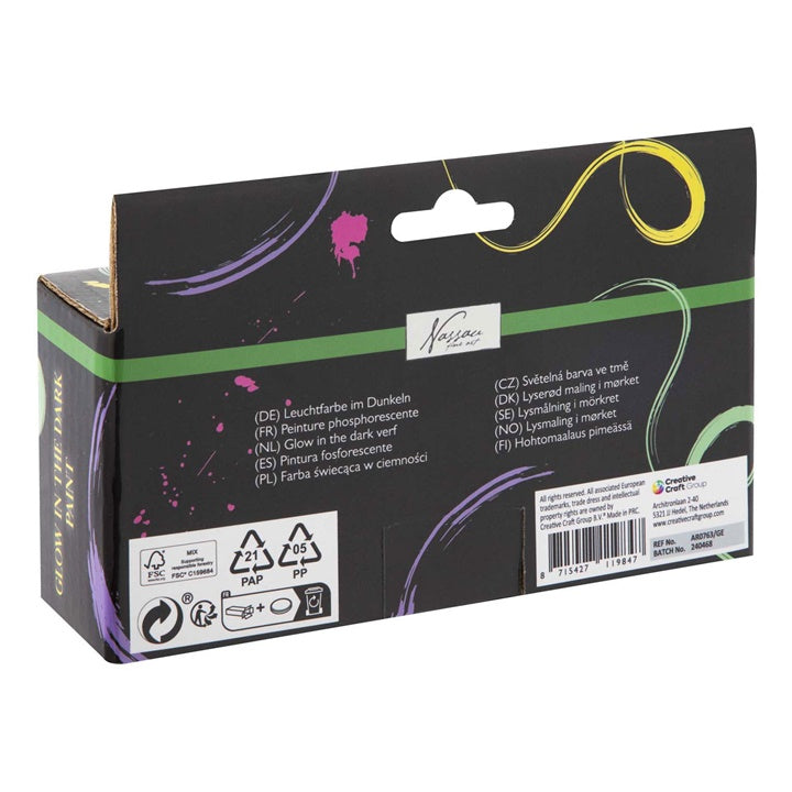 Zestaw farb akrylowych Glow in the Dark Nassau 4 x 60 ml | Artmie