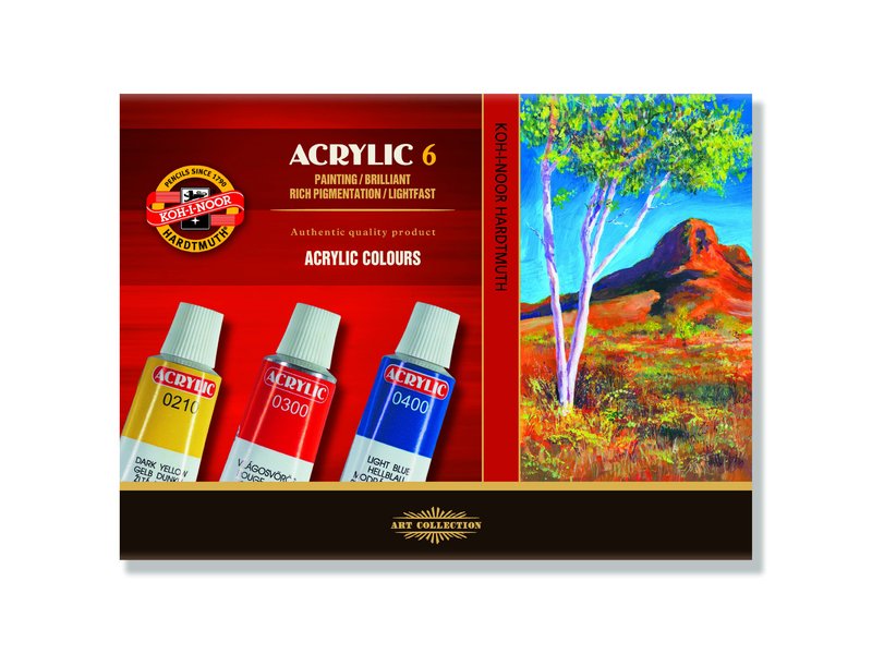 Zestaw farb akrylowych KOH-I-NOOR / 6szt x 16ml | Artmie