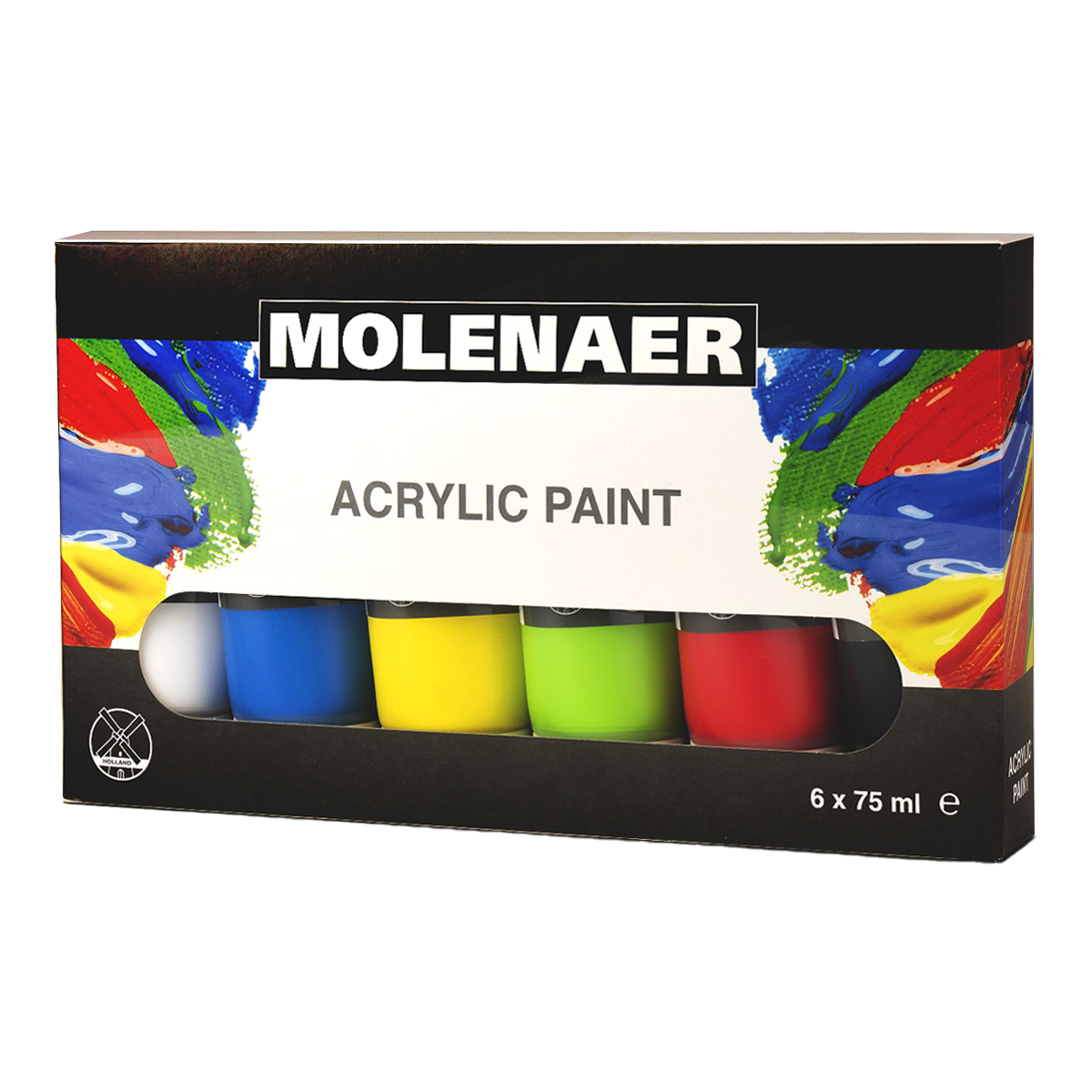 Zestaw farb akrylowych Molenaer 6 x 75 ml - miks kolorów