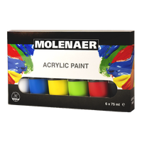 Zestaw farb akrylowych Molenaer 6 x 75 ml - miks kolorów