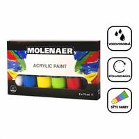 Zestaw farb akrylowych Molenaer 6 x 75 ml - miks kolorów
