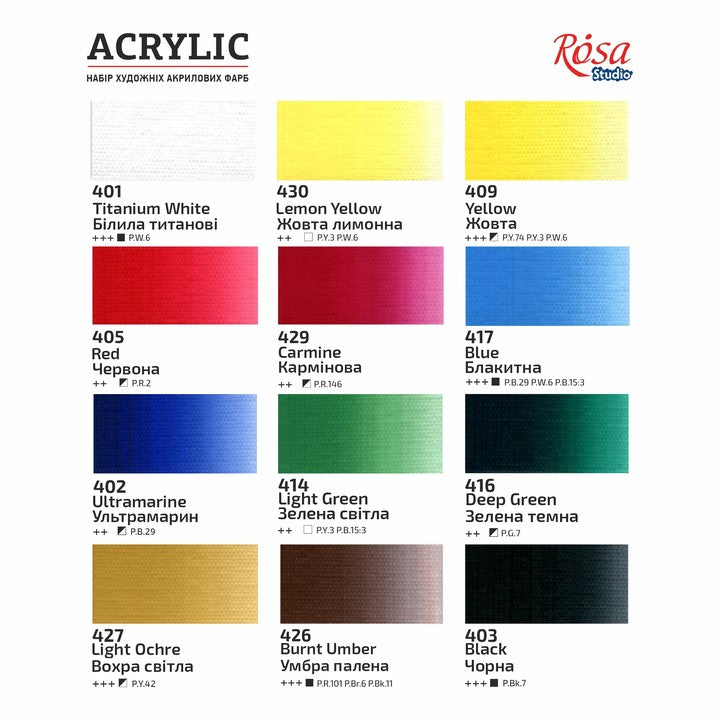Zestaw farb akrylowych ROSA STUDIO | 12x20 ml — zdjęcie 6