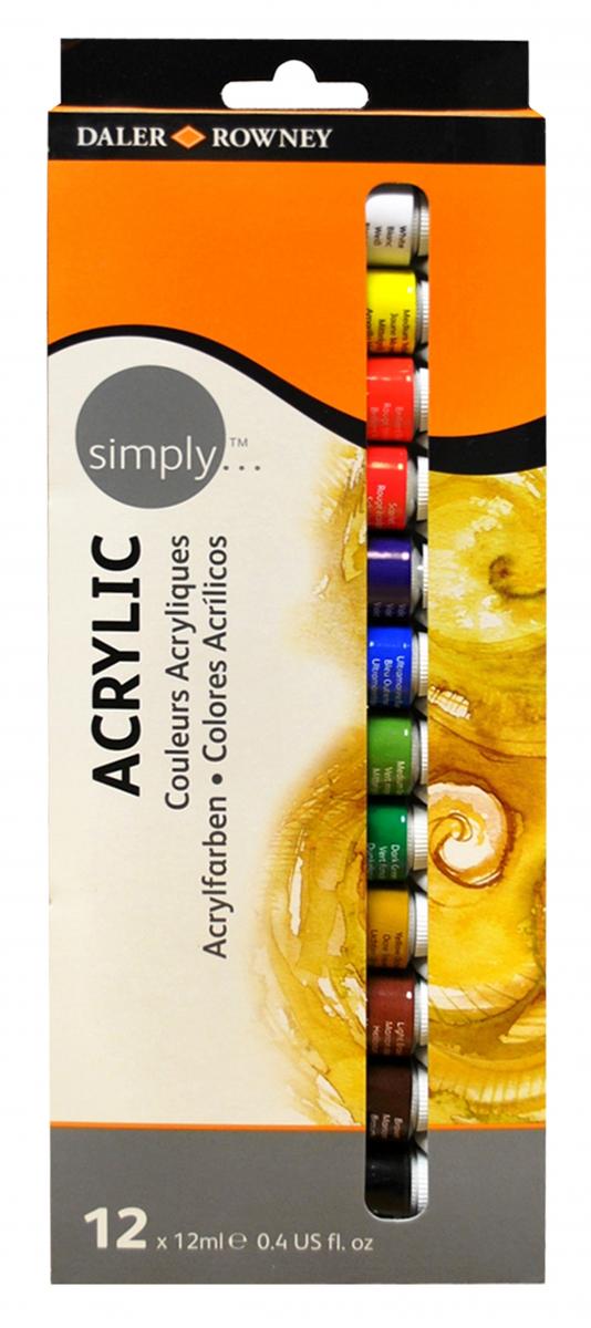 Zestaw farb akrylowych Simply Daler - Rowney 12 x 12 ml | Artmie