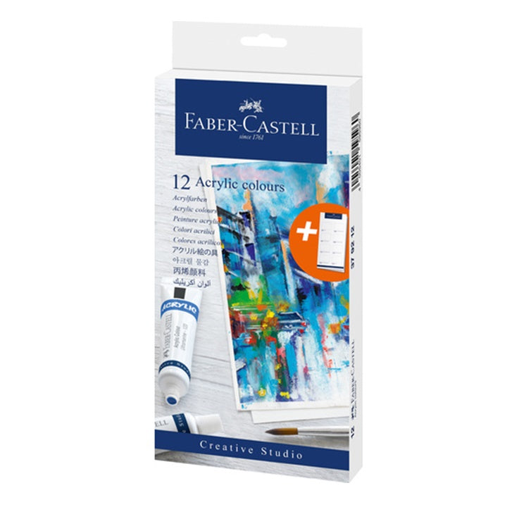 Zestaw farb akrylowych w tubce Faber-Castell - 12 szt | Artmie