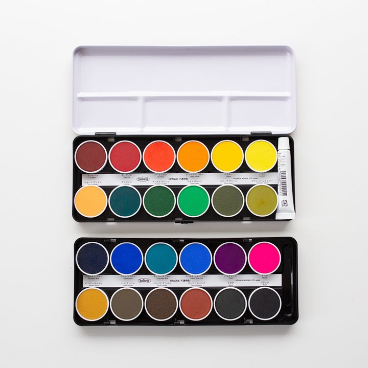 Zestaw farb akwarelowych Cake Colors Opaque - Holbein – 24 szt.
