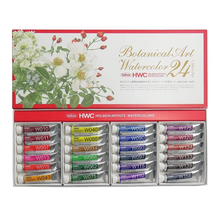 Zestaw farb akwarelowych w tubkach Botanical - Holbein / 24 x 5 ml | Artmie