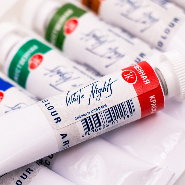Zestaw farb akwarelowych White Nights w tubkach / 12 szt x 10 ml | Artmie