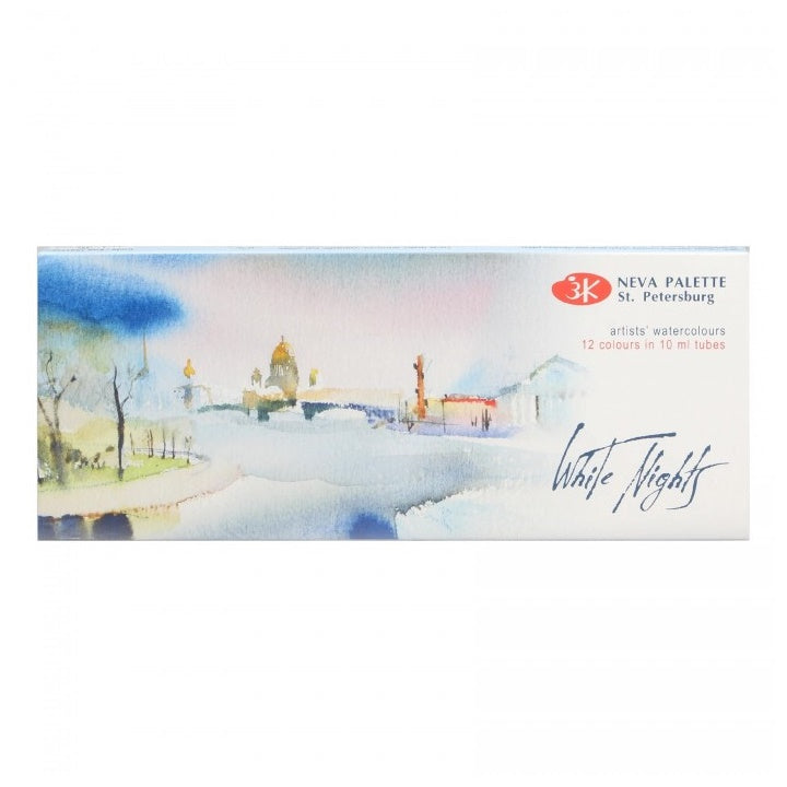 Zestaw farb akwarelowych White Nights w tubkach / 12 szt x 10 ml | Artmie