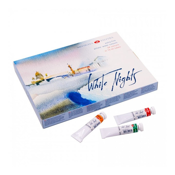 Zestaw farb akwarelowych White Nights w tubkach / 24 szt x 10 ml | Artmie
