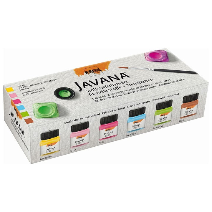 Zestaw farb do jasnych tekstyliów JAVANA Trend Colours 6x20 ml | Artmie