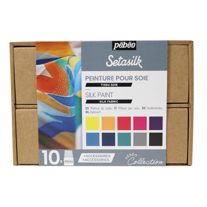 Zestaw farb do malowania jedwabiu Pebeo  Setasilk  / 10 x 45 ml | Artmie