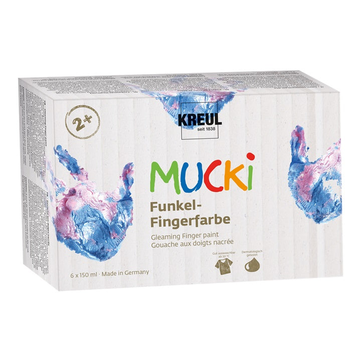 Zestaw farb do malowania palcami - MUCKI /  6 x 150 ml | Artmie