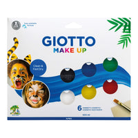Zestaw farb do malowania twarzy GIOTTO Make Up 6 x 5 ml z pędzelkiem i gąbką