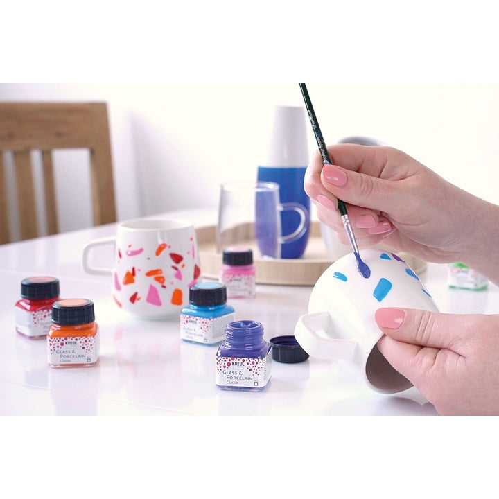 Zestaw farb do szkła i porcelany  KREUL 6 x 20 ml + pędzelek | Artmie