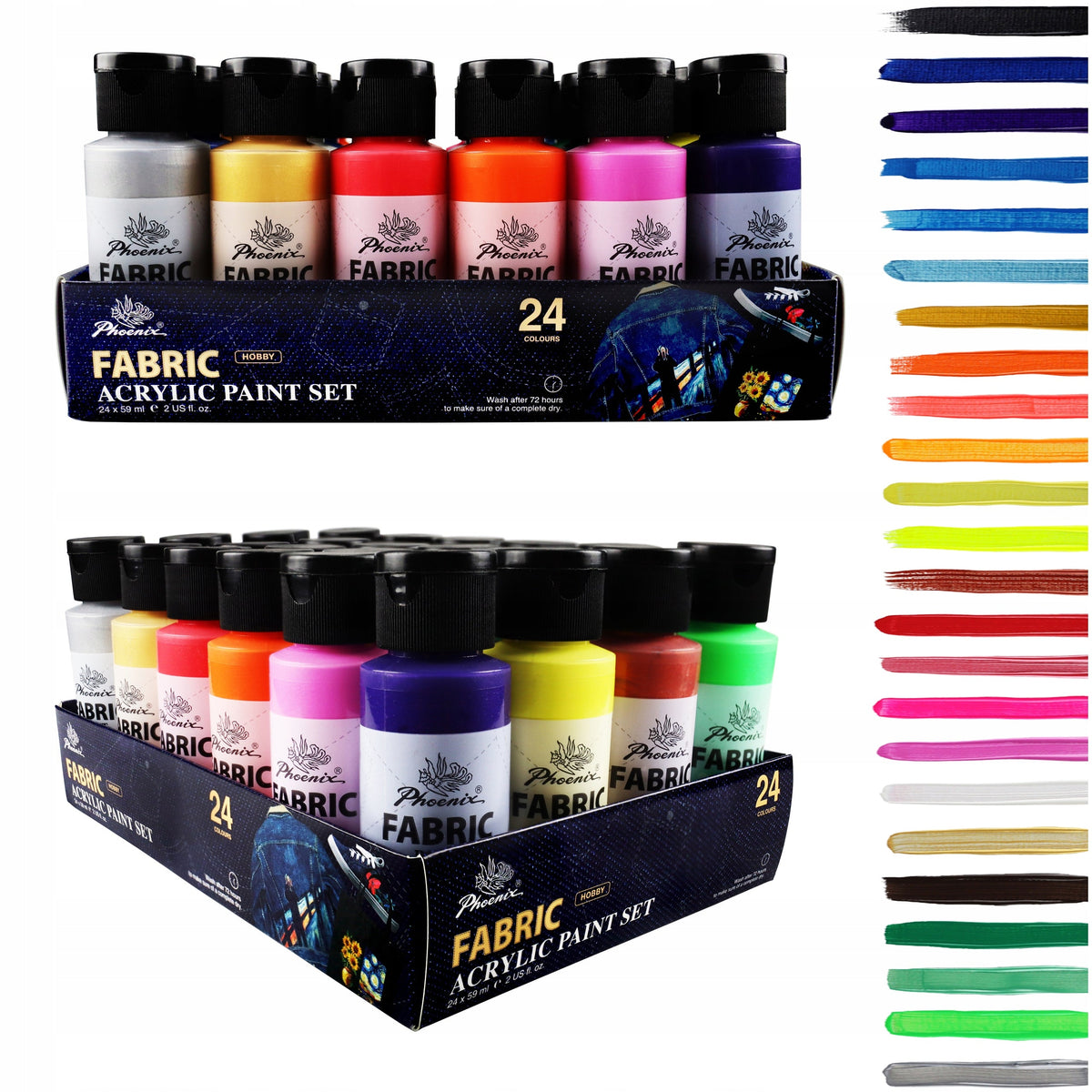 Zestaw farb do tkanin Phoenix 12–24 x 59 ml