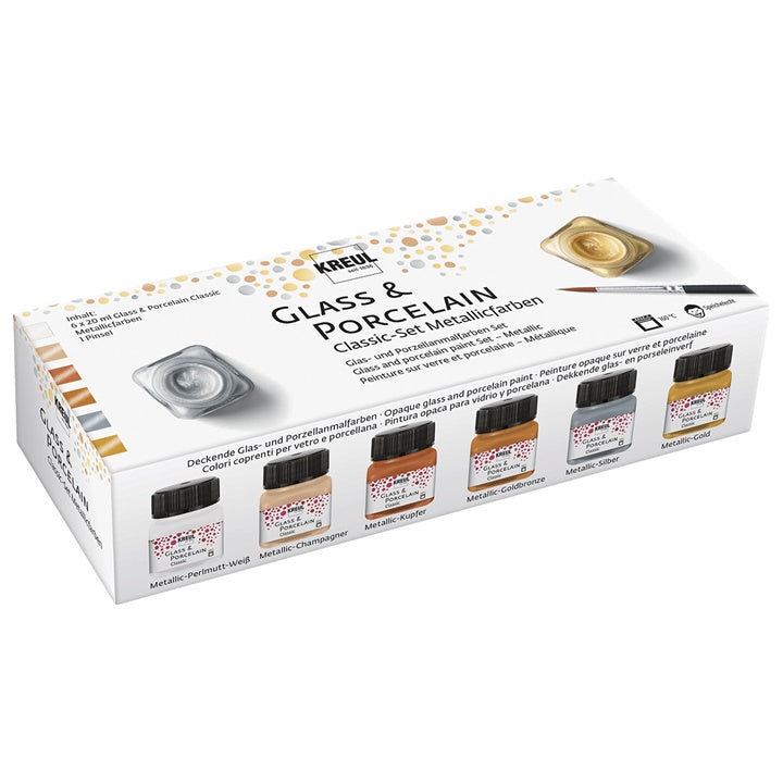 Zestaw farb Metallic do malowania porcelany szkła / 6x20ml | Artmie