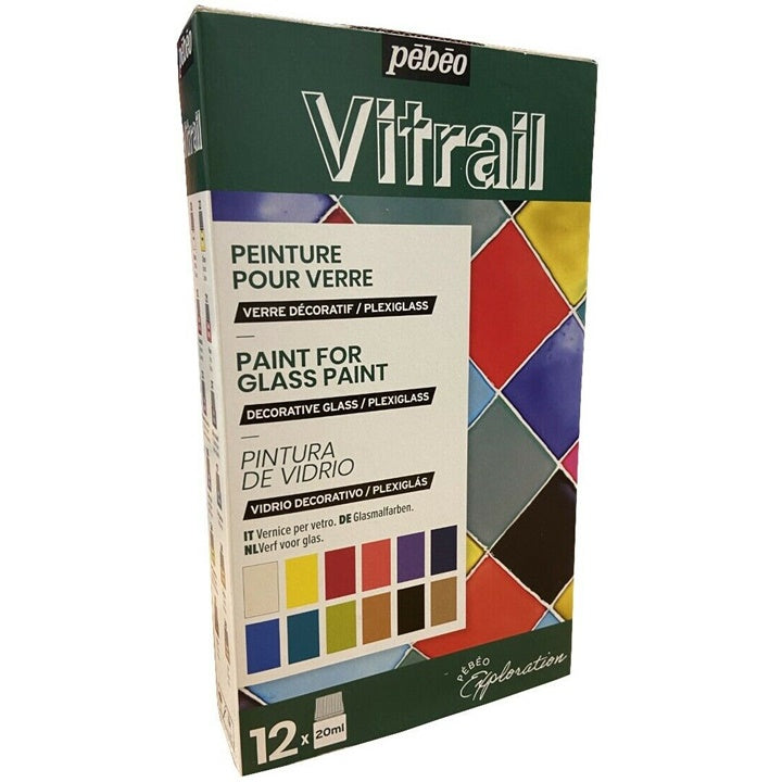 Zestaw farb na szkło Pebeo Vitrail 12 x 20 ml | Artmie
