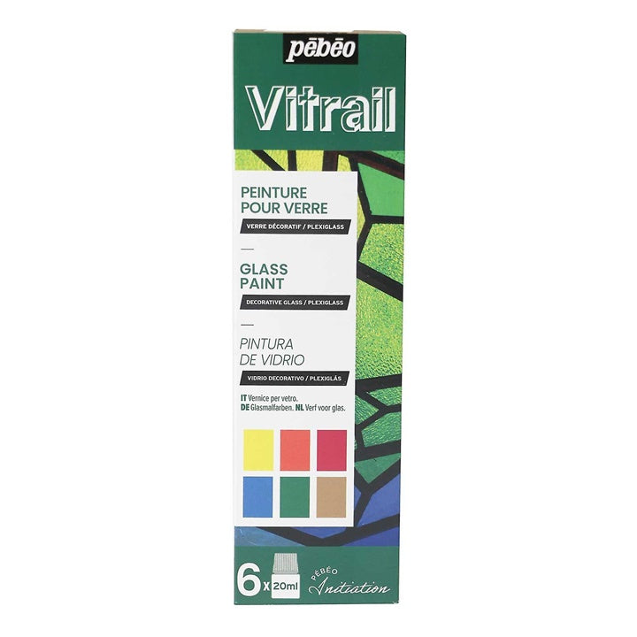 Zestaw farb na szkło Pebeo Vitrail 6 x 20 ml | Artmie
