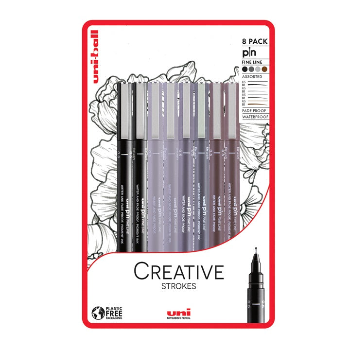 Zestaw flamastrów UNI PIN Creative Strokes 8 szt. | Artmie