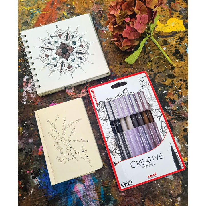 Zestaw flamastrów UNI PIN Creative Strokes 8 szt. | Artmie