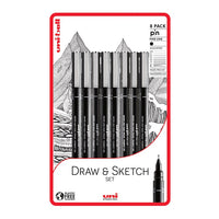 Zestaw flamastrów UNI PIN Draw and Sketch 8 szt. | Artmie