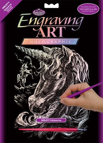 Zestaw holograficzny do engravingu , wydrapywanka - Jednorożec | Artmie