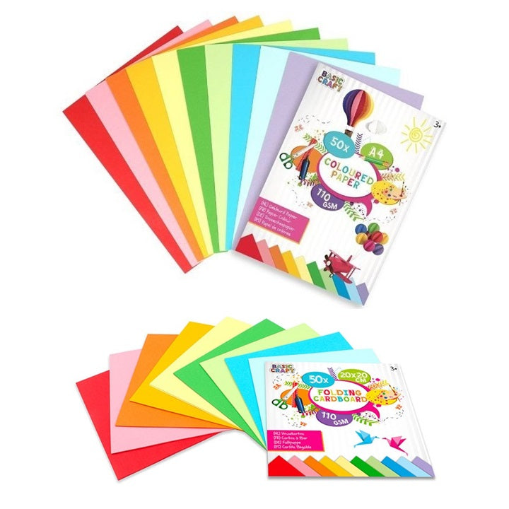 Zestaw kolorowych papierów 50 szt. | różne rozmiary | Artmie