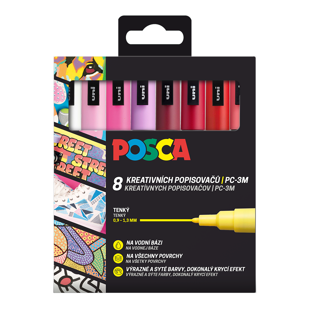 Zestaw markerów Posca PC-3M LOVE, 0,9 - 1,3 mm - mix ciepłych odcieni (8 szt.)