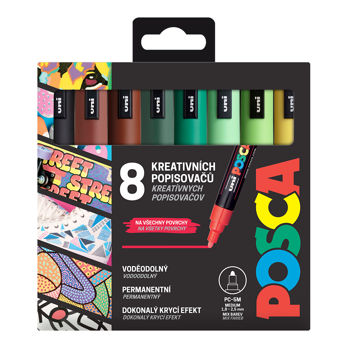 Zestaw markerów Posca PC-5M EARTH, 1,8 – 2,5 mm – 8 szt.