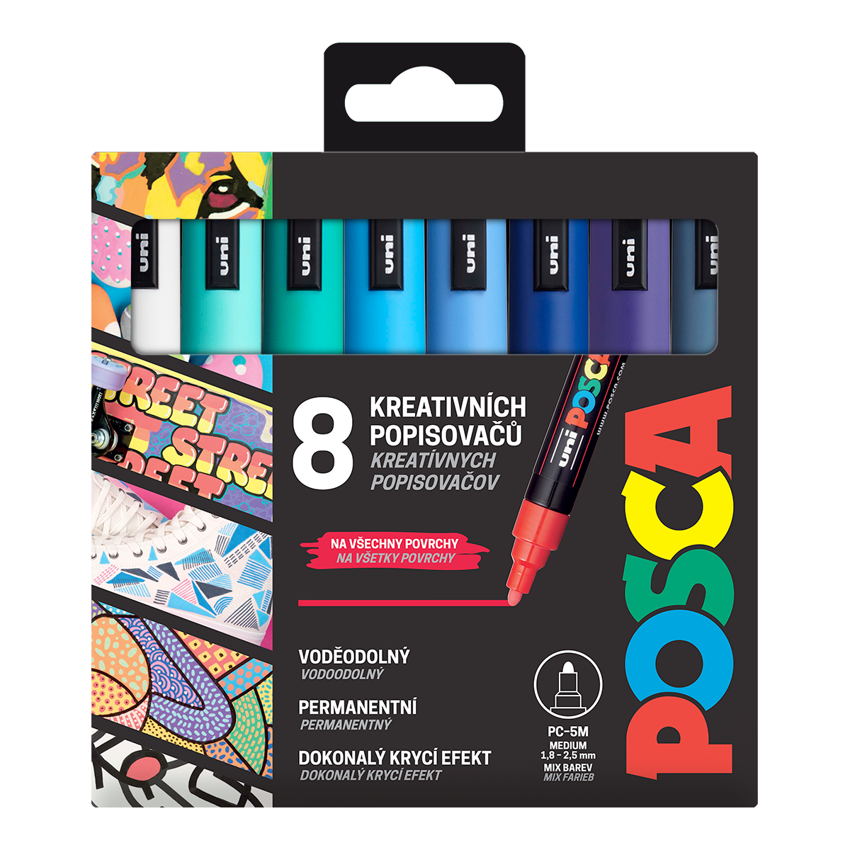 Zestaw markerów Posca PC-5M OCEAN, 1,8 – 2,5 mm – 8 szt.